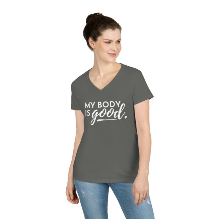 My Body is Good // Ladies' V-Neck T-Shirt - Image 15