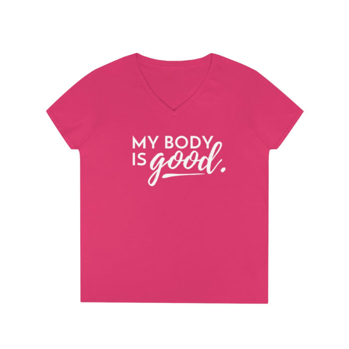 My Body is Good // Ladies' V-Neck T-Shirt - Image 2