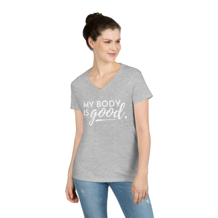 My Body is Good // Ladies' V-Neck T-Shirt - Image 12