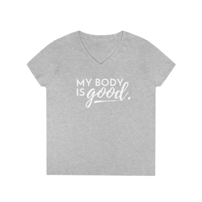 My Body is Good // Ladies' V-Neck T-Shirt - Image 10