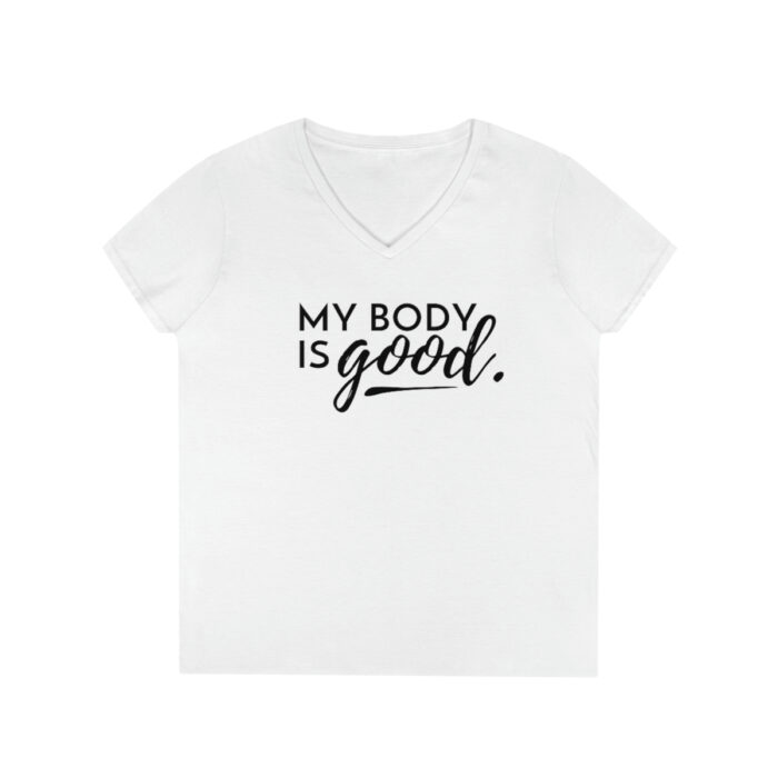 My Body is Good // Ladies' V-Neck T-Shirt - Image 4