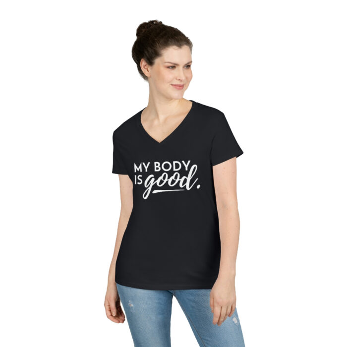 My Body is Good // Ladies' V-Neck T-Shirt - Image 9